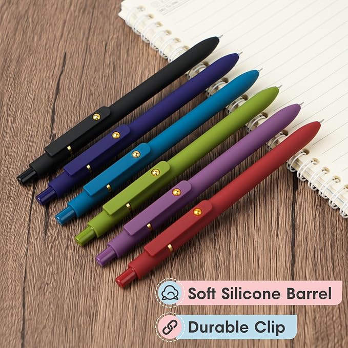 Ddaowanx Colorful Gel Pens, 0.5mm Fine Point Retractable, Cute Pens with Colored Writing and Sketching,Gifts for Women (12Pcs-Vintage Colors)
