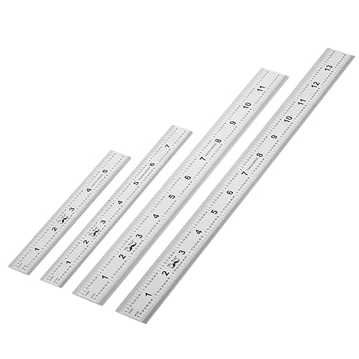 Mr. Pen- Machinist Ruler, 4 Pack, (6, 8, 12, 14 Inch), Stainless Steel Metric & Imperial, Precision Measuring Tool, 1/64", 1/32", 0.5 mm Graduation for Engineering, Carpentry, Drafting, Office, School