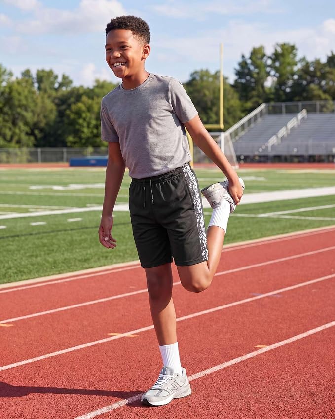 Real Essentials 5 Pack: Boys' Mesh Basketball Athletic Shorts with Pockets – Teen Kids Youth Quick Dry Soccer Running Gym