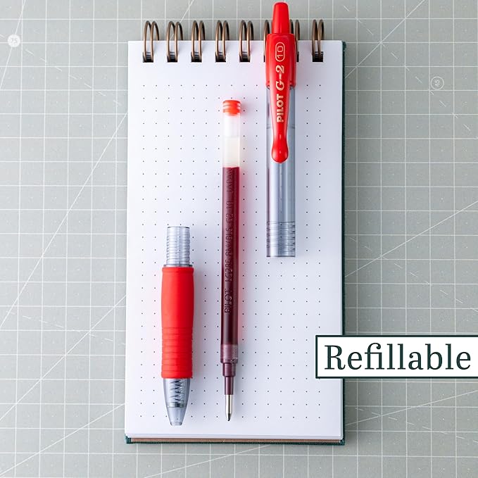 PILOT G2 Premium Refillable & Retractable Rolling Ball Gel Pens, Bold Point, Red Ink, 12-Pack (31258)