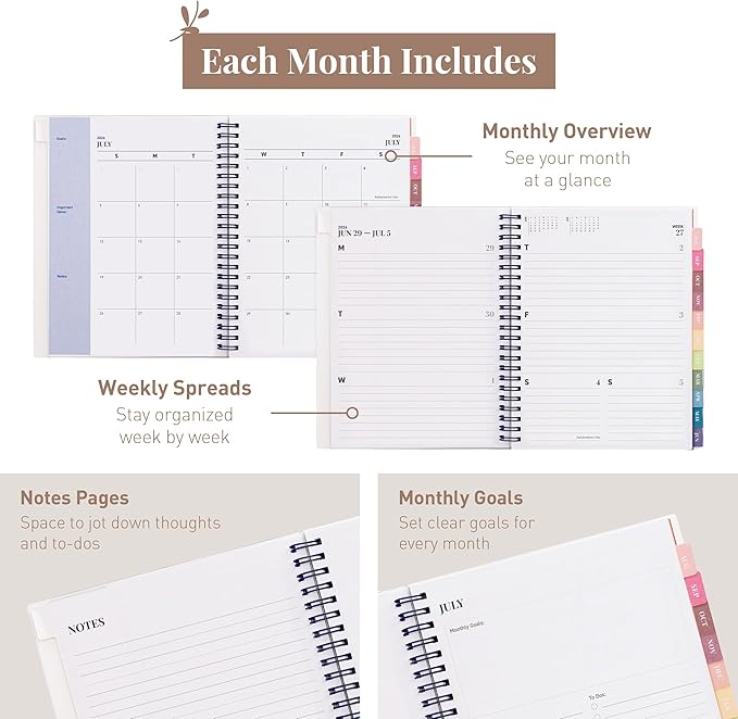 Rileys Academic Planner 2026-2027, Daily, Weekly & Monthly Planner, July 2026 - June 2027, Student Notes Pages, Twin-Wire Binding, Weekly Agenda for School & Work (8 x 6-Inches, Chunky, Blue)