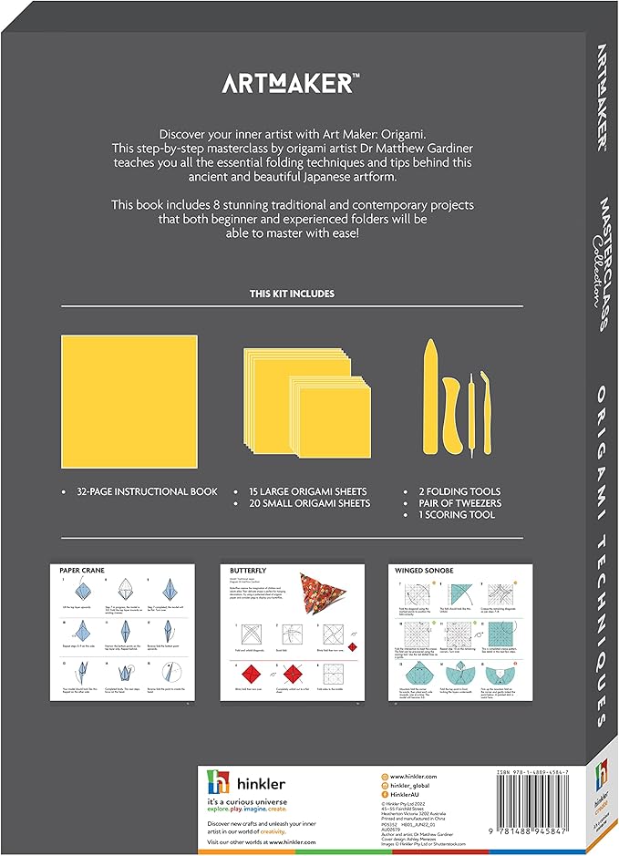 Hinkler Art Maker Masterclass Collection: Origami Techniques Kit - Beginner to Advanced Origami - Japanese Art - Origami Guide - Craft Kits - Arts and Craft for Adults