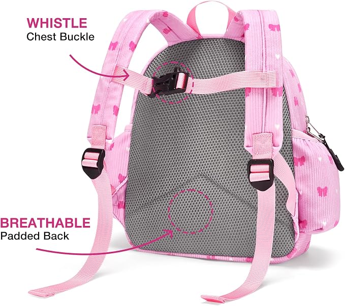 STEAMEDBUN Corduroy Kids Backpack for Girls and Boys 5-8: Girls Backpack for Elementary Kindergarten - 15 inch Cute Backpacks for Kids - Pink Bow