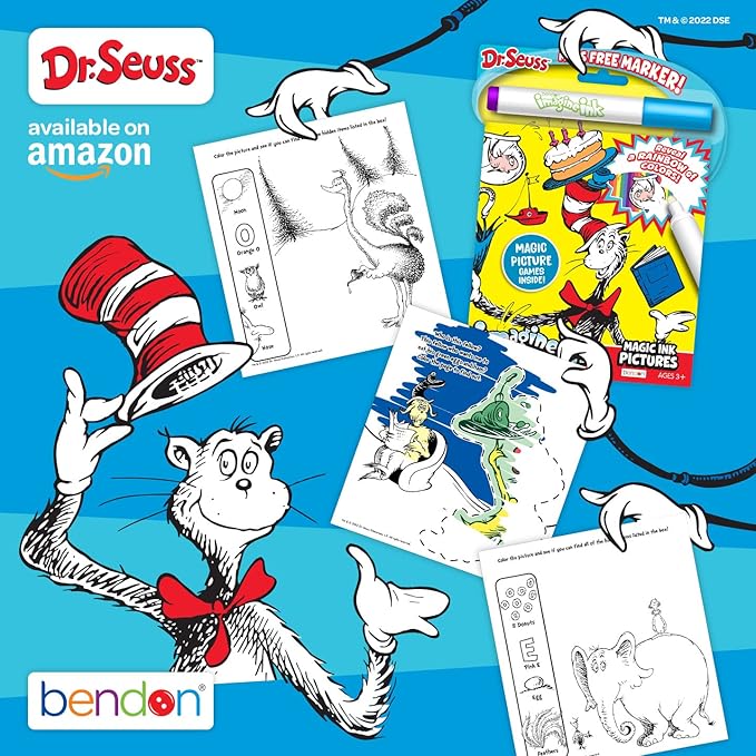 Bendon Imagine Ink Magic Ink Pictures and Game Book with Mess Free Marker (Dr. Seuss)