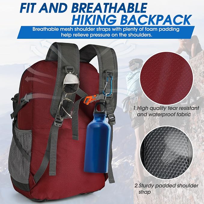 IGOLUMON Hiking Backpack 40L Packable Lightweight Camping Daypack Men Women | Multi-compartment storage Water-resistant Foldable Nylon Material Hiking Day pack for Camping Cycling Outdoor