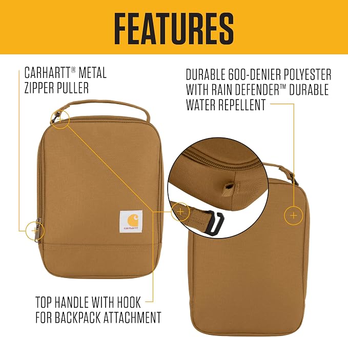 Carhartt Insulated Lunch Box Pink Glow | For Men and Women, Fully Insulated Lunch Pale for Back to School and Everyday Use