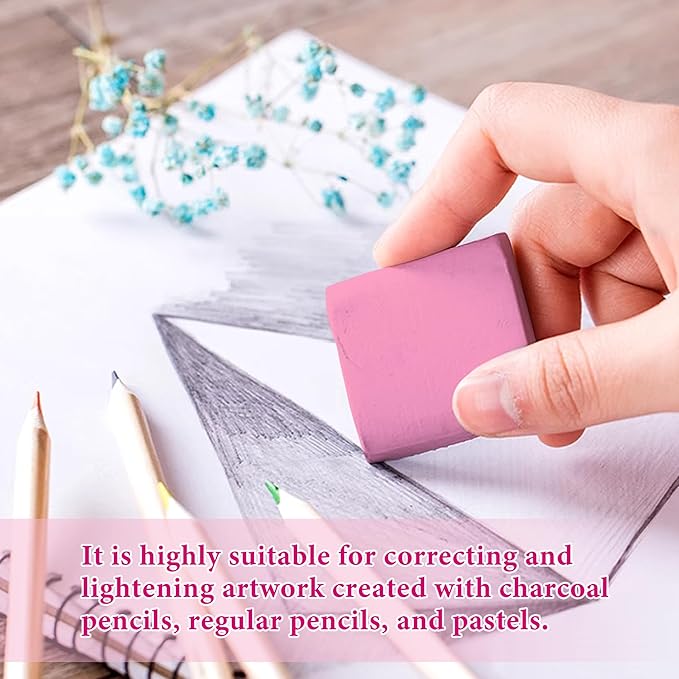 Smilo 8-Pack Pink Kneaded Erasers | Moldable & Dust-Free Putty Eraser | No Smudge Art Eraser with Case for Drawing