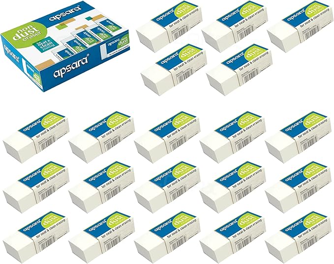 Apsara Non Dust Erasers - Pack of 20