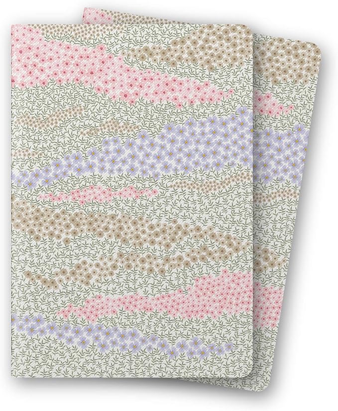 Stitched Composition Notebooks 2-Pack with Unique Art Designed Cover, A5 Lined Diary (8.2"L*5.5"W), Lay Flat Design, Thicked Paper Writes Smoothly for School and Office (Flower Sea)