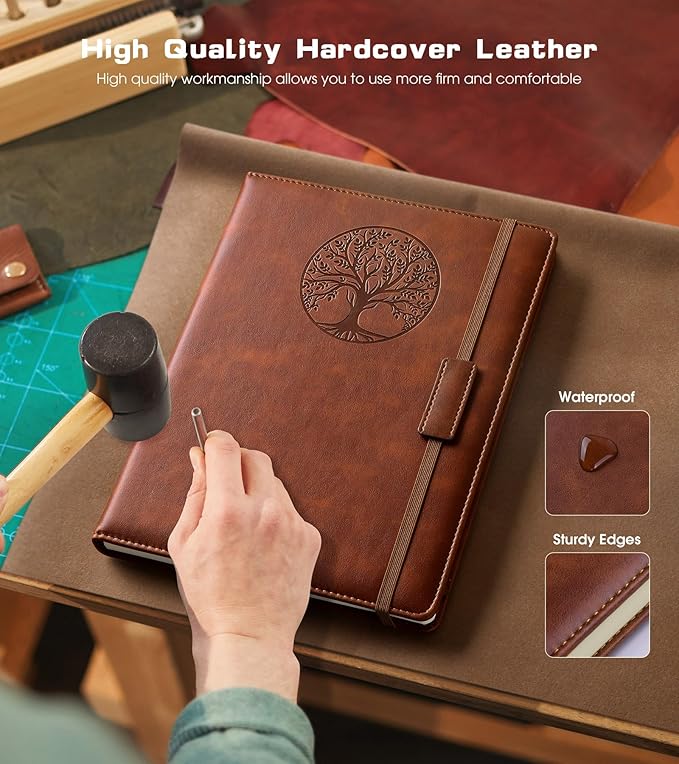 Lined Journal Notebook for Women Men,256 Thick Pages,A5 Hardcover Vintage Leather Journal for Writing,Travel,Business,Work, School,College Ruled Notebooks for Note Taking,Daily Diary 5.7"×8.3"