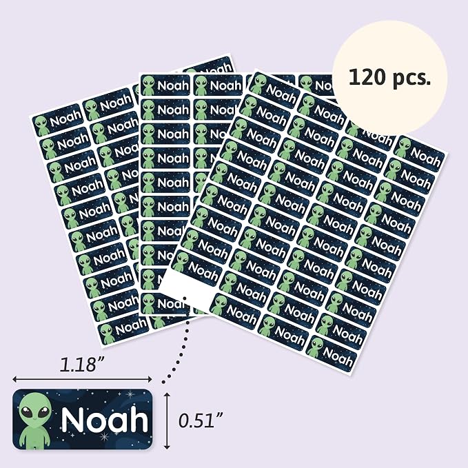 Iron-On Name Labels & Clothing Labels for Nursing Home (120) – Iron On Name Tags & Name Labels for Clothing & Clothes, School & Daycare – Waterproof - Space