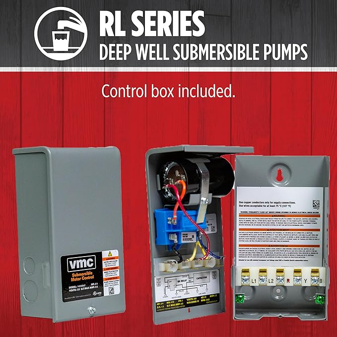 Red Lion RL12G10-3W2V Submersible Well Pump, 1 HP, 3-Wire, 230V, 12 GPM