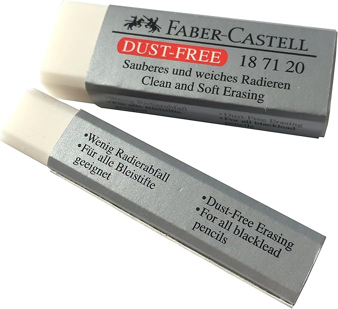 [Pack of 4] Faber-Castell LARGE Eraser Dust Free Clean and Soft Erasing for ART, OFFICE, SCHOOL USE (6.2x2x1.25cm)