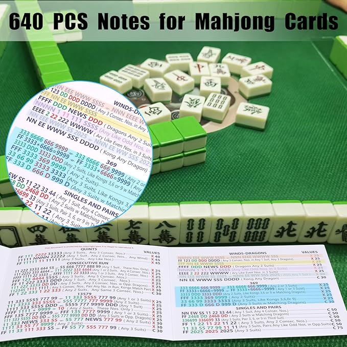 640 Pcs Mahjong Line Finder Reader Notes, Highlighter Tape Stripe, Transparent Sticky Mahjong Cards Rule Reader, Mahjong Accessories for Player, Beginner, No Adhesive Residue & Reusable
