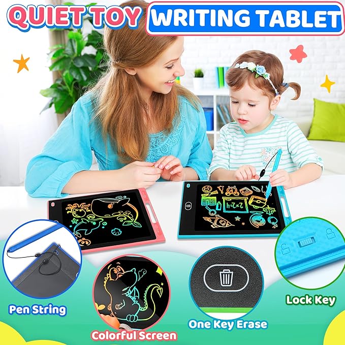 4 Pack LCD Writing Tablet for Kids, Travel Toys for Toddlers 8.5 Inch Doodle Writing Board Drawing Pad,Classroom Quiet Preschool Activities Educational Toy Gift for Toddler Boy Age 3 4 5 6