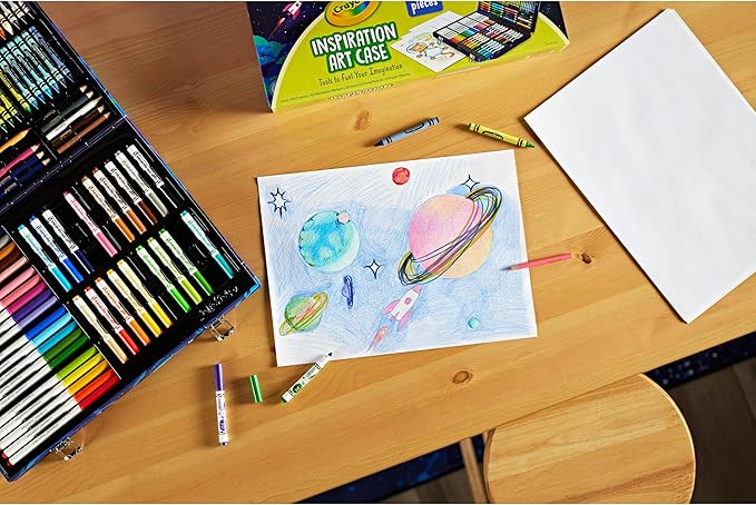 Crayola Inspiration Art Case Coloring Set, 140pc Space Theme – Art Kit for Kids, Crayons, Markers, Pencils, Gift for Boys & Girls, Ages 5, 6, 7, 8 [Amazon Exclusive]