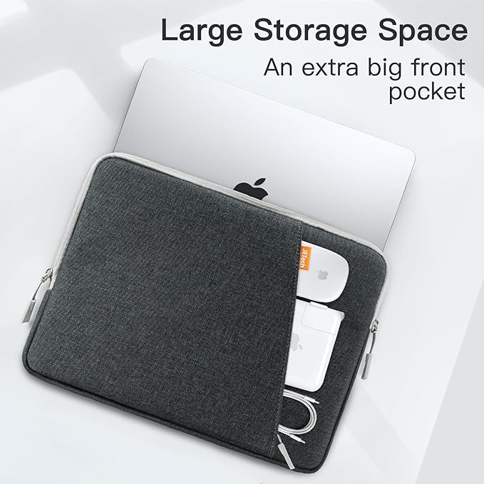 JETech Laptop Sleeve for 16-Inch MacBook Pro (M1-M5, 2019-2026), Waterproof Bag Case with Pocket, Compatible with 16 Inch Notebook (Dark Grey)