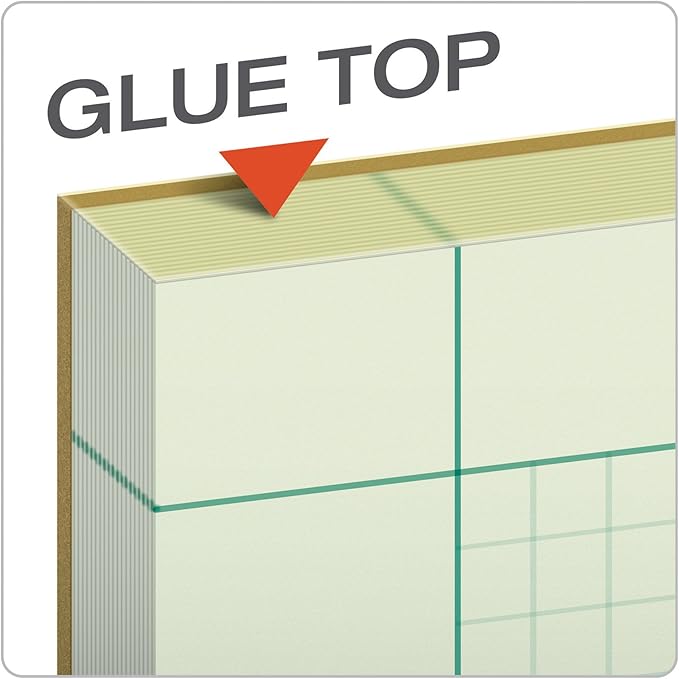 Tops Engineering Computation Pad, 8-1/2" x 11", Glue, 5 x 5 Graph Rule on Back, Green Tint Paper, 3-Hole Punched, 100 Sheets (35500) (Pack of 2)
