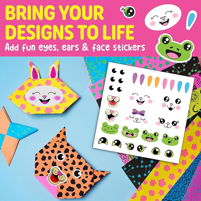 Creativity for Kids Neon Origami Mini Kit: 25 Origami Papers, Spring Crafts and Toys for Boys, Origami Kit Arts and Crafts for Kids, Small Gifts (Ages 7+)
