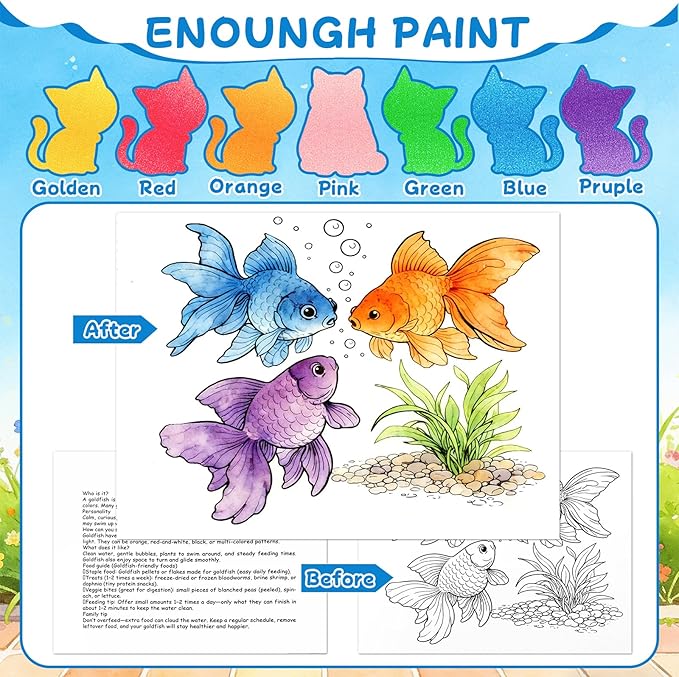 CHICAUP Paint with Water Coloring Books for Kids, Pet Themed Watercolor Painting Kit Painting Activity for Children, Creative Arts Crafts Drawing Gift Toy for Boys & Girls Ages 3-12