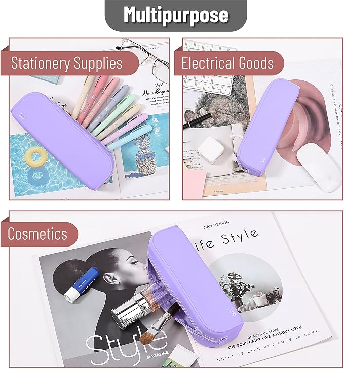 Mr. Pen- Silicone Pencil Case, Aesthetic Pencil Bag for Women, Makeup Pouch, Multifunctional Pouch for Stationery, Cosmetics and Electrical Goods Storage
