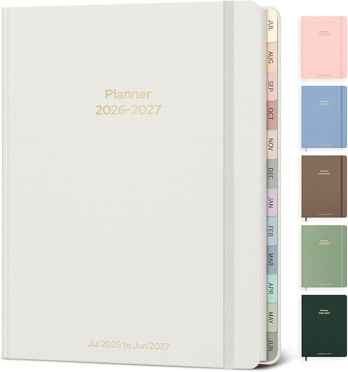 Planner 2026-2027 Monthly and Weekly Academic Planner July 2026 - June 2027, Linen Hardcover Agenda 2026-2027 Calendar Daily Planner for Student Teacher with Monthly Tabs, 6" x 8.3", Elegant Ivory