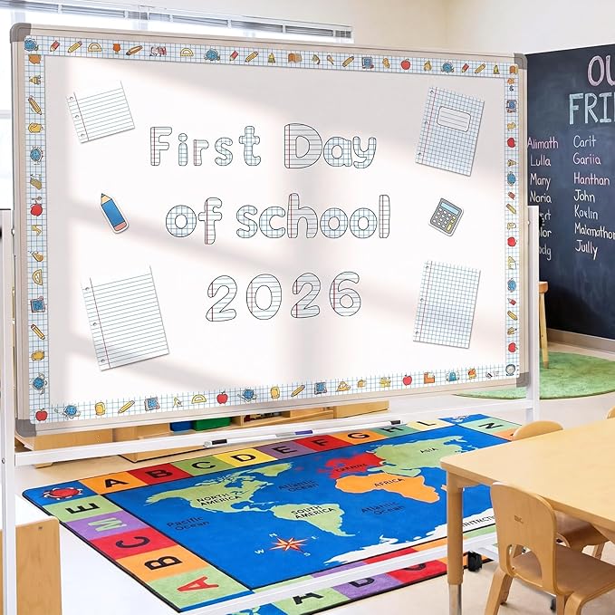 221 Pcs Lined Notebook Bulletin Board Letters, Round Alphabet Number Punctuation Symbol Combo Letter Cutouts, Composition Classroom Decor for Summer School Chalkboard Whiteboard Poster Wall