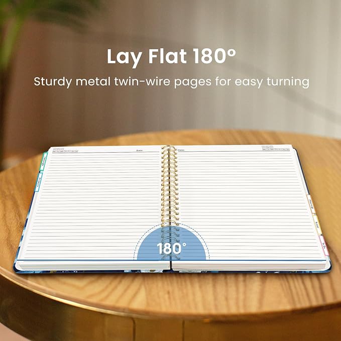 Taja Cute Large Spiral Lined Notebook for Work with 5 Removable Dividers