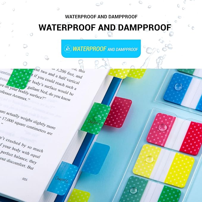 Golcellia 400 Pieces Sticky Index Tabs Transparent Sticky Notes, Colored Page Markers for Bookmarks, Writable and Repositionable Index Annotation Tabs（Polka Dots）