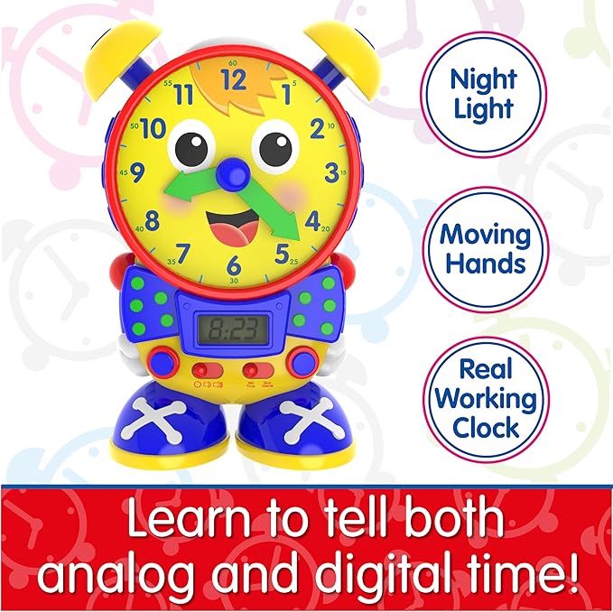 The Learning Journey Telly the Teaching Time Clock – Interactive Analog & Digital Time Learning Toy – Educational Toddler Clock for Ages 3+ – Award-Winning