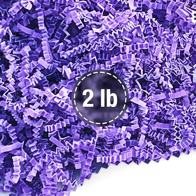 FRILLZ by DECOfill™ Crinkle Cut Paper Shred Filler for Baskets, Gifts, Packing and Protecting your Mother's Day, Birthday, Weddings, Anniversary, Easter and other gifts (2 pound, Lavender)