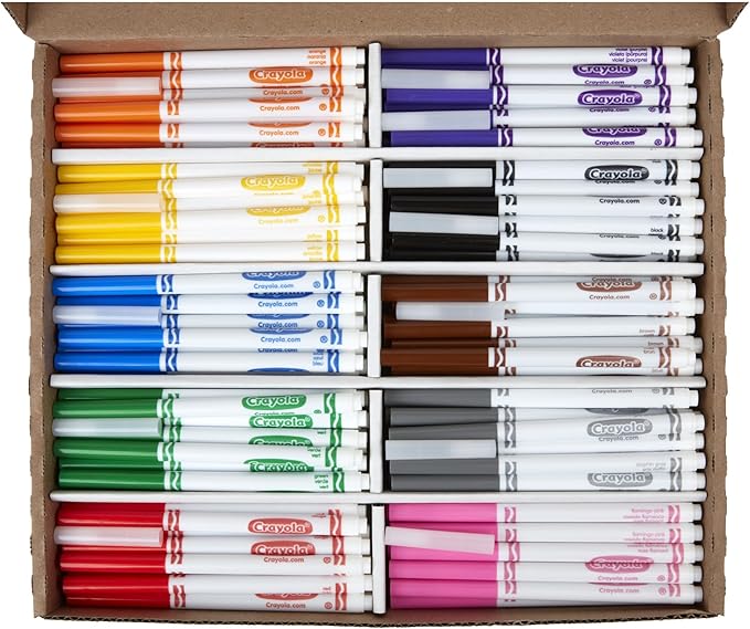 Crayola Fine Line Markers Classpack (200ct), Teacher Classroom Must Haves & Essentials, Bulk Kids Markers For Preschool, Kindergarten, Elementary School