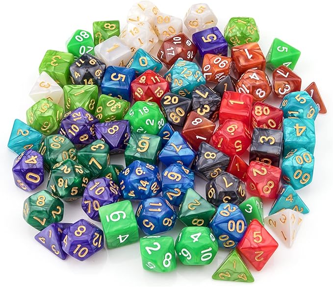 70 Pcs Polyhedral Dice Set for Dungeons and Dragons - 10 Complete 7-Dice Sets with Bags, D4 D6 D8 D10 D% D12 D20 - Ideal for DND RPG MTG Tabletop Games, Gifts for Gamers