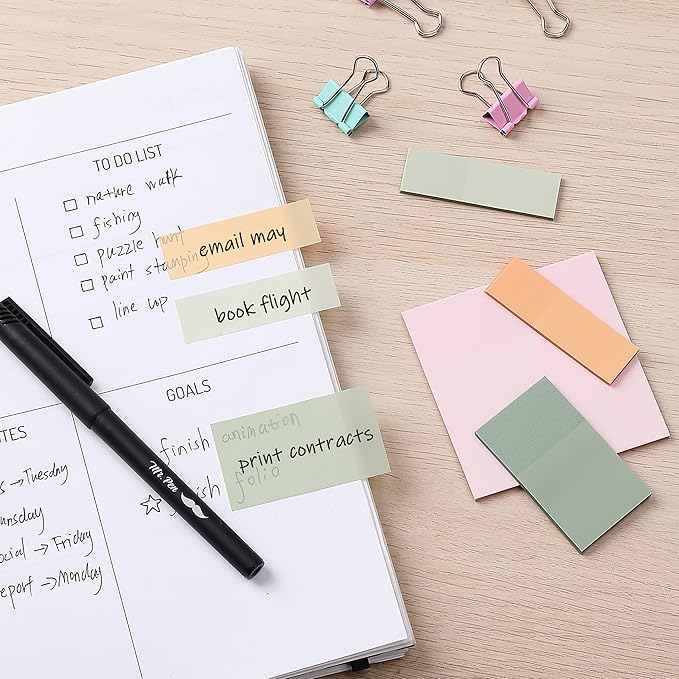 Mr. Pen- Transparent Sticky Notes Set, 200 Sheets, Transparent Sticky Notes and Planner Tabs with Black Fineliner Pen for Bible Study, Office, School, Planning, Journaling & Organization
