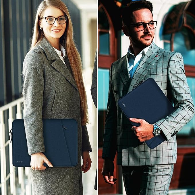 Laptop Sleeve Case 14 inch, Shockproof Protective Computer Cover with Accessories Pocket, Portable Laptop Bag Compatible for 14 inch MacBook Air/Pro, Dell, HP, Acer, Asus, Lenovo, Dark Blue