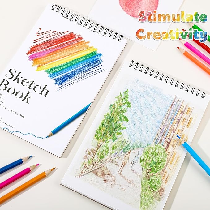 4 Pack Small Sketch Books, 5.5 x 8.5 Inch Mini Sketchbook, 68lb/100gsm Spiral Bound Small Sketch Pad, Acid Free Art Supplies Drawing Painting Sketchbook for Kids, Beginners, Artists & Graduation Gift