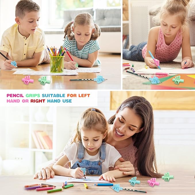 KIGEAPUEL 20 Pcs Pencil Grips for Kids Handwriting Ergonomic Training Pencil Holder Writing Tool for Toddlers, Preschoolers, Children Special Needs Colorful School Supplies(2 Fingers)