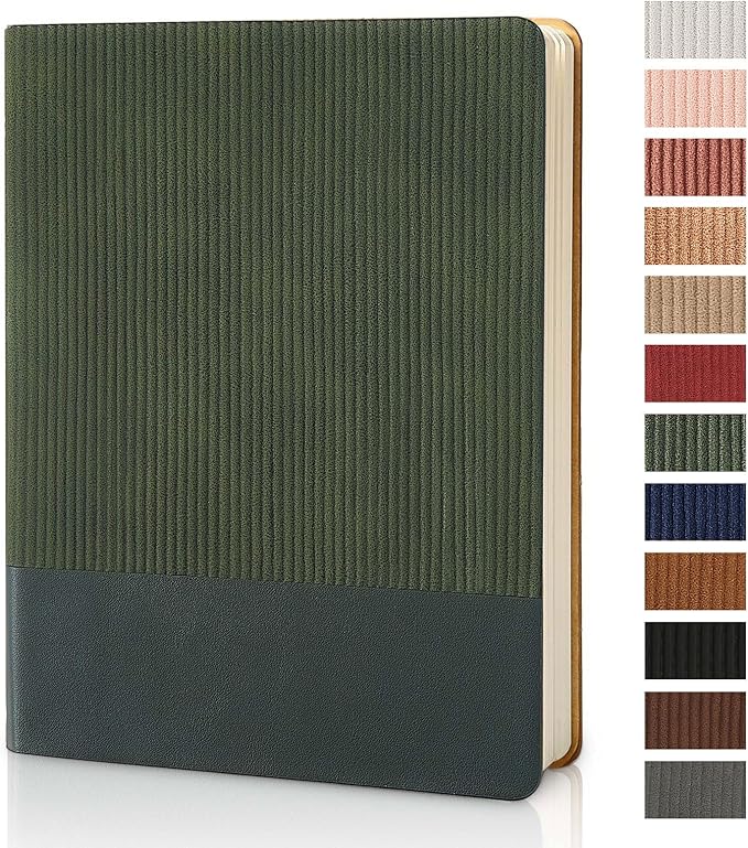 Lined Journal Notebook for Work College Ruled Note Book 7.2"x9.6" B5 PU Leather Daily Journaling 160 Pages for Women Men Writing Home School Supplies Business (Dark Green)