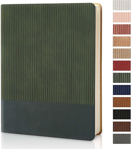 Lined Journal Notebook for Work College Ruled Note Book 7.2"x9.6" B5 PU Leather Daily Journaling 160 Pages for Women Men Writing Home School Supplies Business (Dark Green)