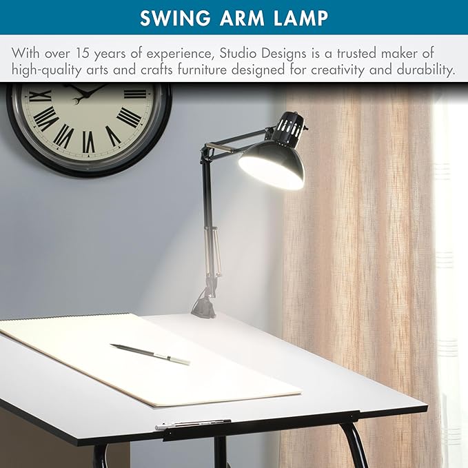 Studio Designs Swing Arm Lamp with 13-watt CFL Bulb, Black
