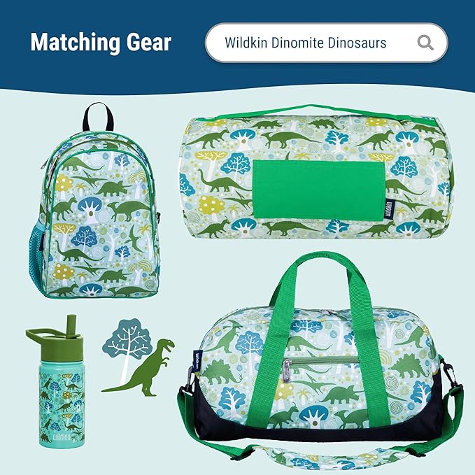 Wildkin Kids Insulated Lunch Box, Keeps Food Hot or Cold, BPA-Free with Mesh Pockets & Easy-Clean Lining – Ideal for School, Travel & Daycare – Dinomite Dinosaur
