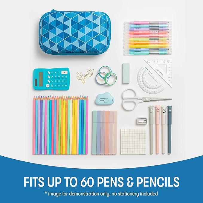 ZIPIT Blue Pencil Case for Kids, Cute Pencil Box for School, Large Capacity Stationery Organizer Box