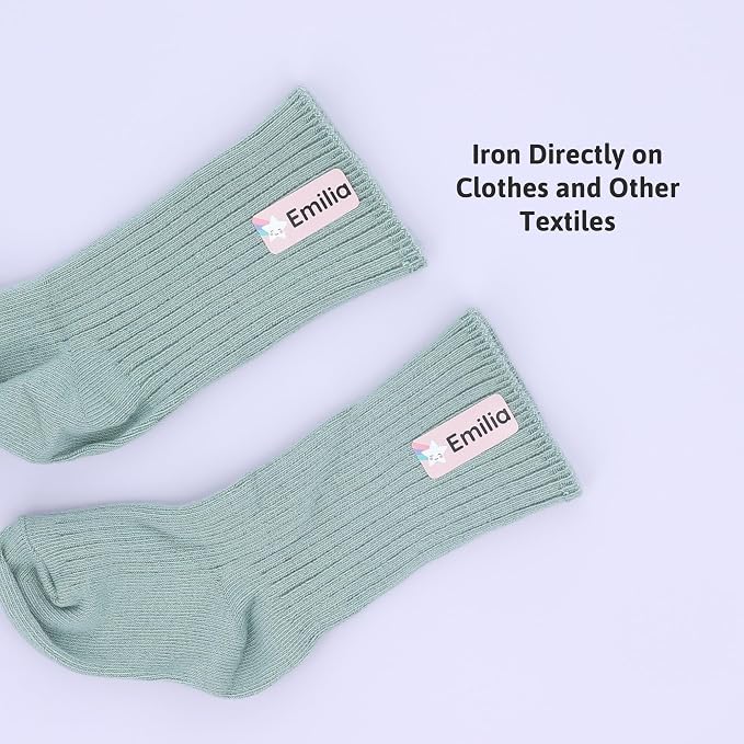 Iron-On Name Labels & Clothing Labels for Nursing Home (120) – Iron On Name Tags & Name Labels for Clothing & Clothes, School & Daycare – Waterproof - Unicorn