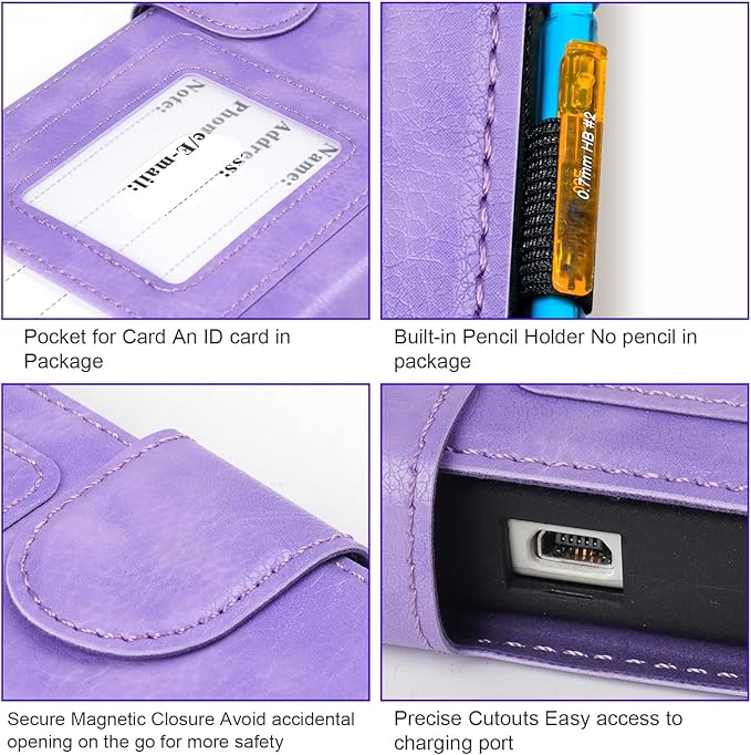 YouKnow PU Leather Protective Case Compatible with Texas Instruments TI-84 Plus CE Color Graphing Calculator with ID Card Slot (Only Case) (Purple)