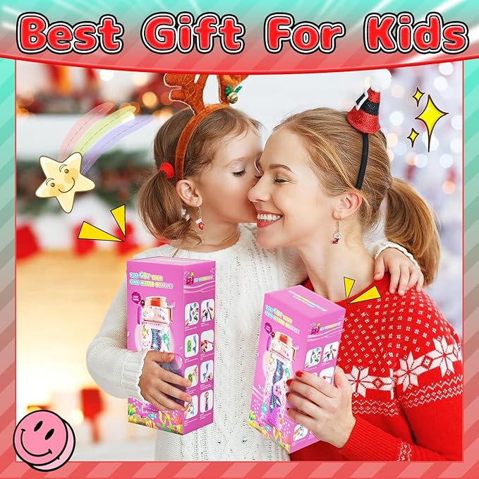 BOOH Decorate Your Own Water Bottle Kits for Girls, Mermaid Diamond Painting Toys & Friendship Bracelet, Fun Arts Crafts for Ages 4-6-8-10, Birthday Gifts Toys for Kids