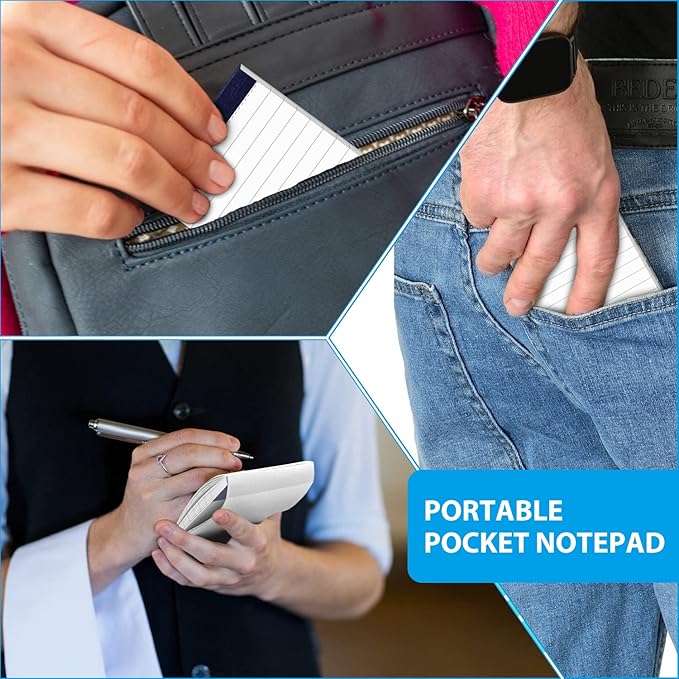 12 Pack Note Pads 3x5 Inch Small Lined Writing Memo Pads Refills Easy Tear Off no Rip Writing Pads with 50 Sheets Each Pad Narrow Ruled Mini Pocket Notepad for Daily Planning and Organization of Work