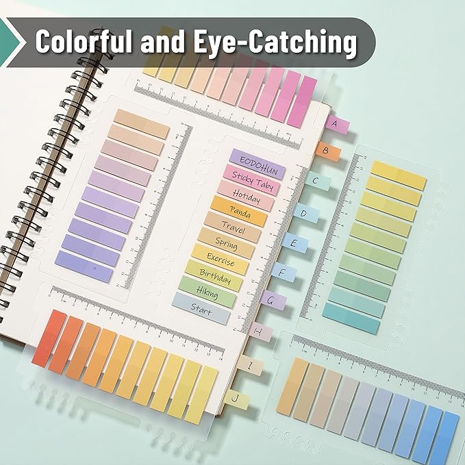 Mr. Pen- Colorful Sticky Tabs, 16 Sets, 3200 pcs, Translucent Page Markers, Water-Resistant Book Tabs for Annotating, Bible Study, Planning, Indexing & Document Organization, Pastel