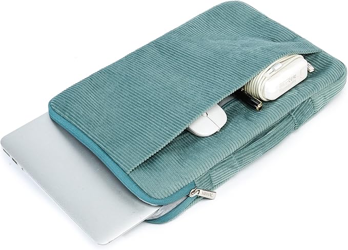 Kinmac 360° Protective Laptop Sleeve Case Bag Cover with Handle for MacBook Air 15 inch, and 15 inch-15.6 inch HP,Lenovo,Dell,ASUS,Acer Notebook Computer (Green Corduroy)