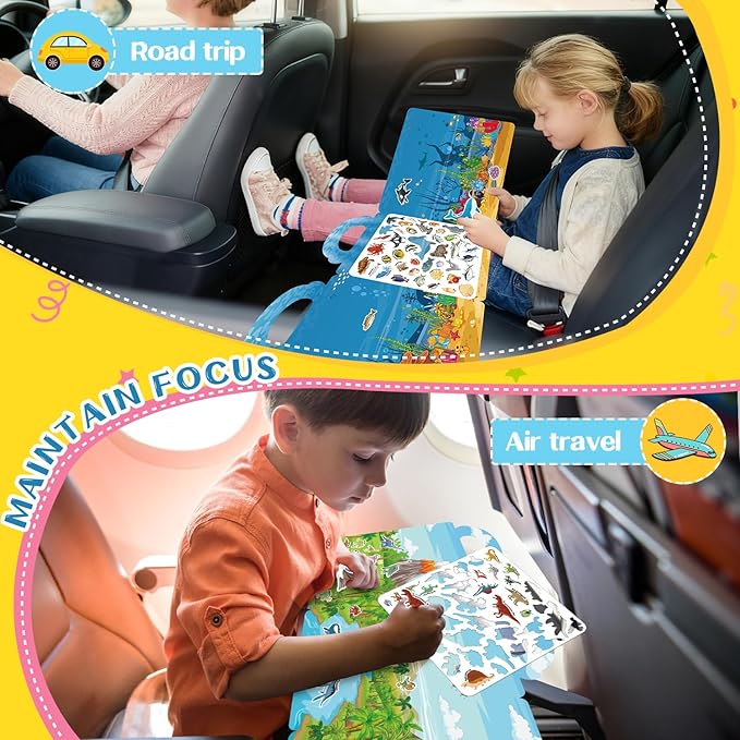 Reusable Jelly Sticker Books, Sticker Books for Toddlers, Stickers for Kids, Travel Toys for Children 3-6, Toddler Craft Activities, Birthday Gifts for Boys & Girls