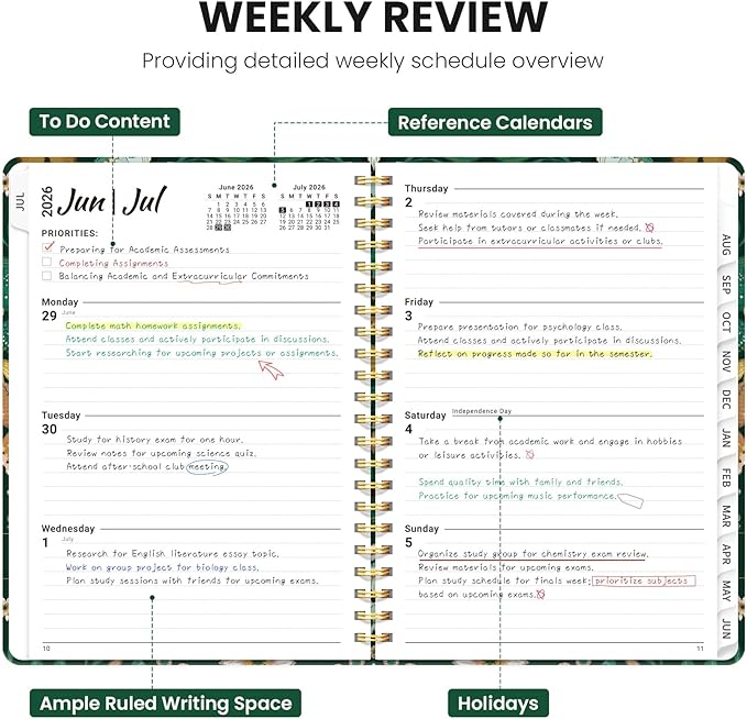 Planner 2026-2027, Monthly and Weekly Academic Planner July 2026 - June 2027, Hardcover Student Teacher Planning Agenda Calendar Book with Tabs, Perfect for Office School Supplies, A4 (8.5" x 11") - Butterfly